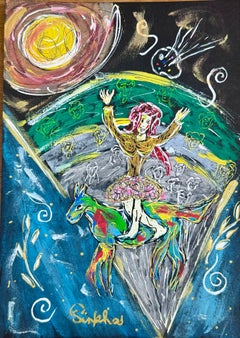 PINKHAS - Mixed media - Unique piece - Tribute to Chagall - Paris