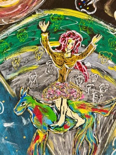 PINKHAS - Mixed media - Unique piece - Tribute to Chagall - Paris