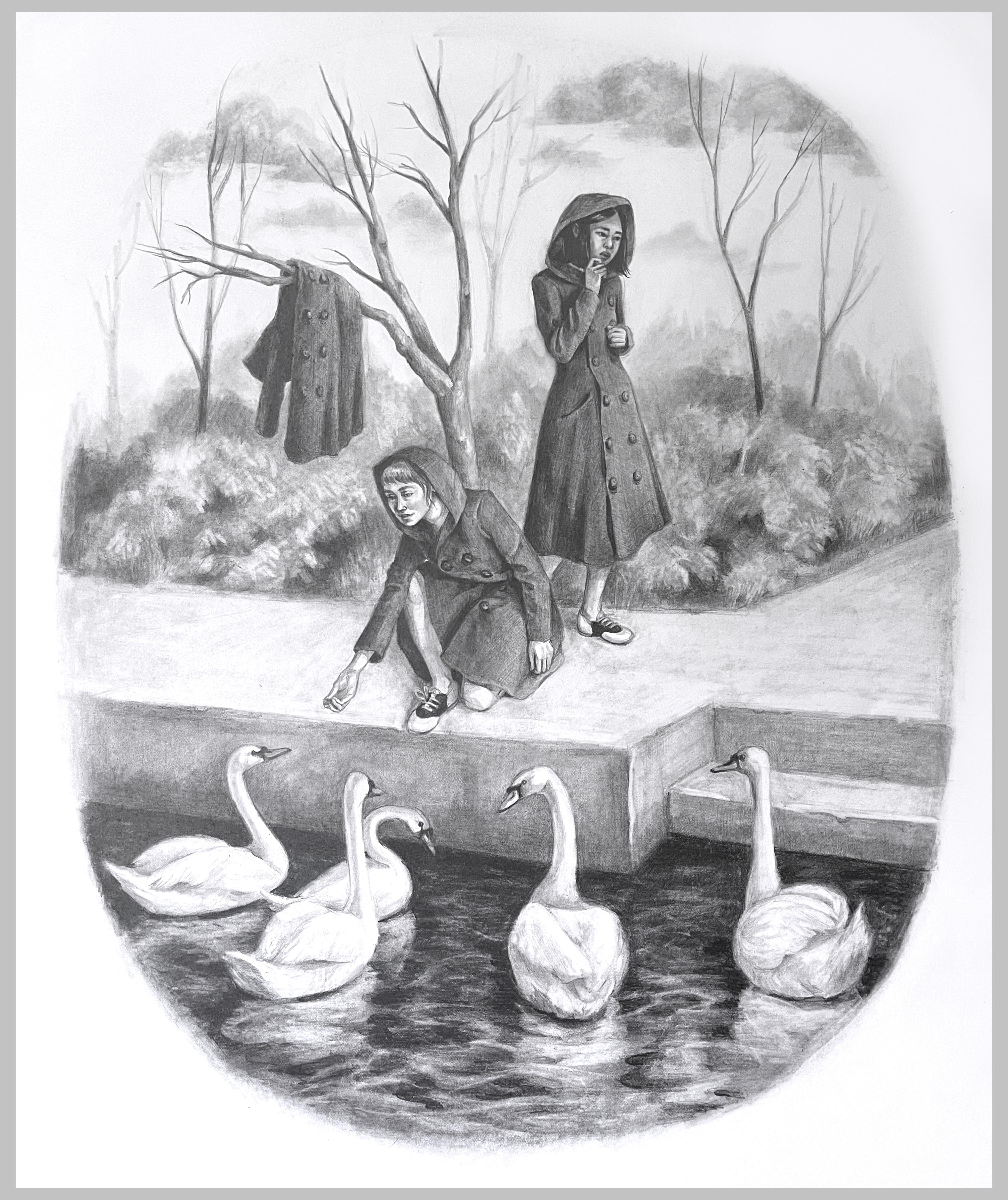 Zoe Hawk Figurative Art - A Lamentation of Swans