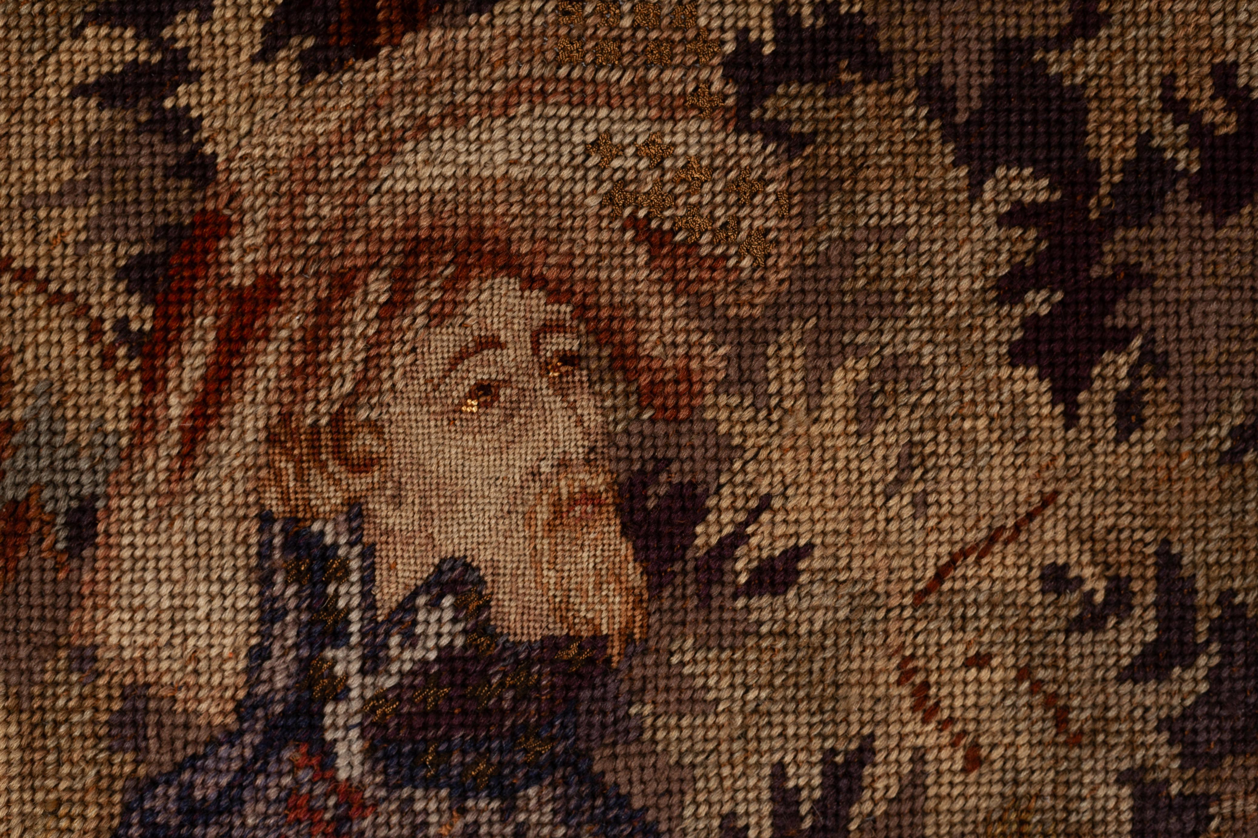Untitled (Needlepoint Tapestry with Gold Thread Details  17th century Wool) - Baroque Art by Unknown