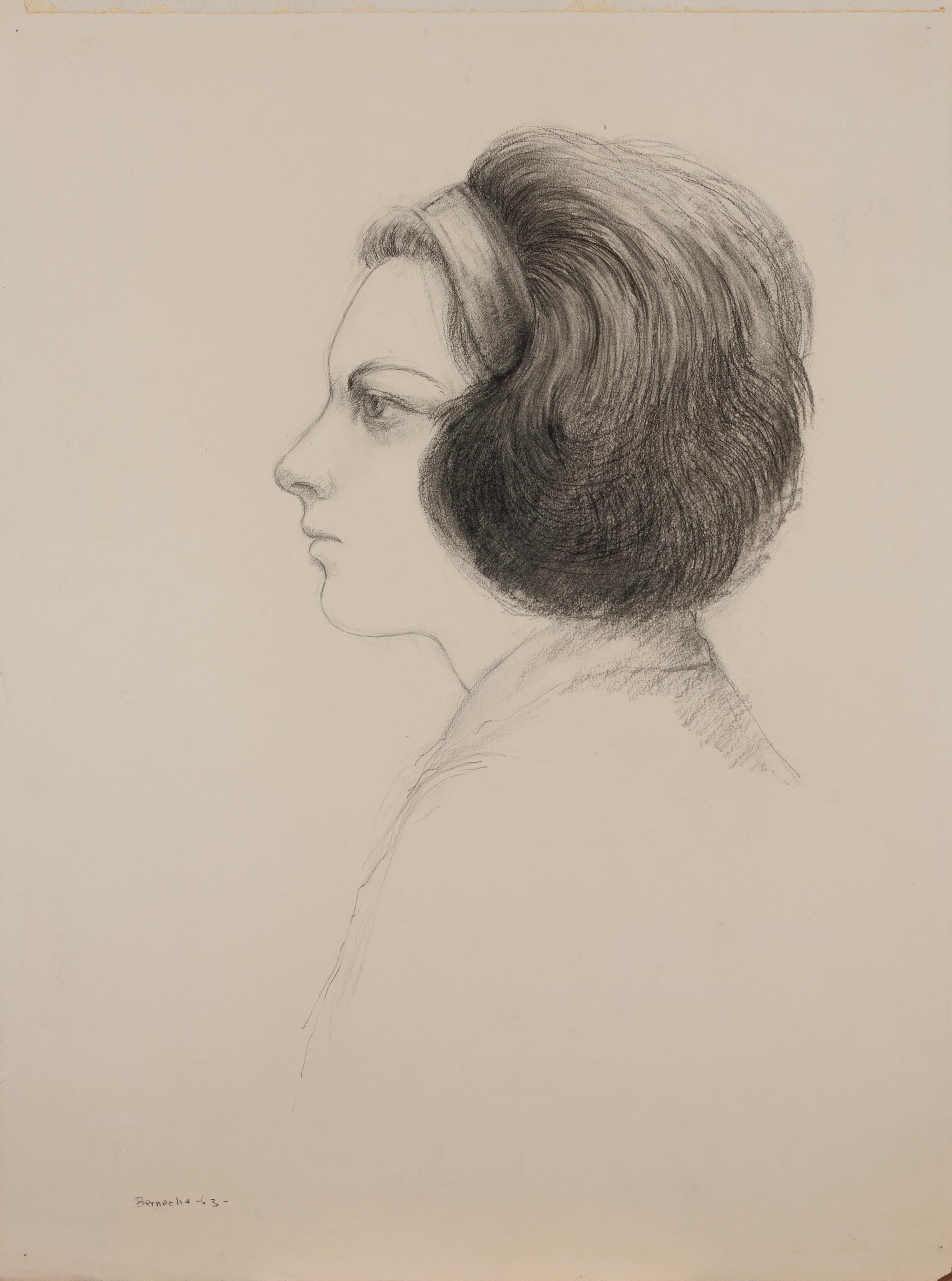Jerry Berneche Figurative Art - Value Study of Woman's Head in Profile