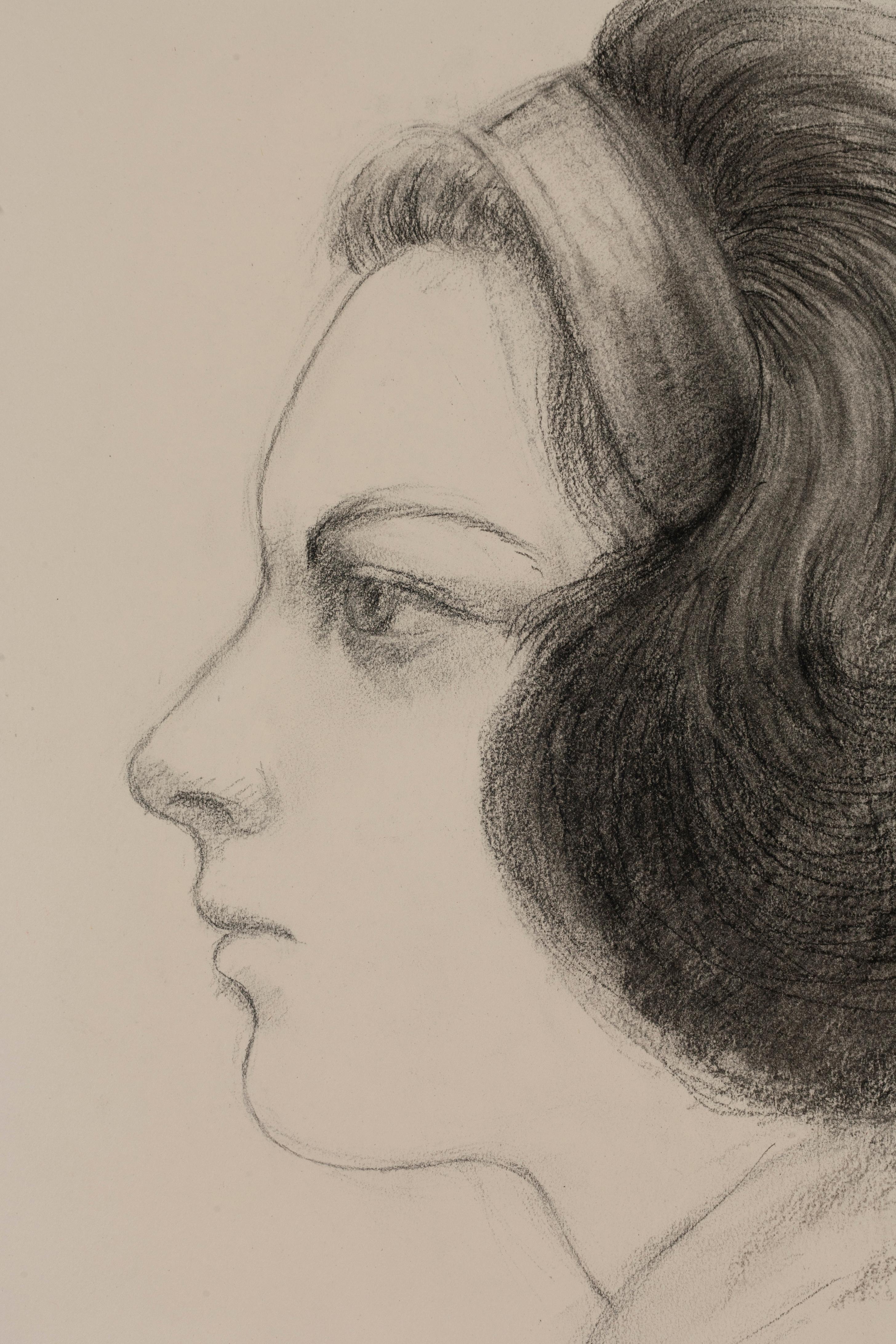 Value Study of Woman's Head in Profile - Art by Jerry Berneche