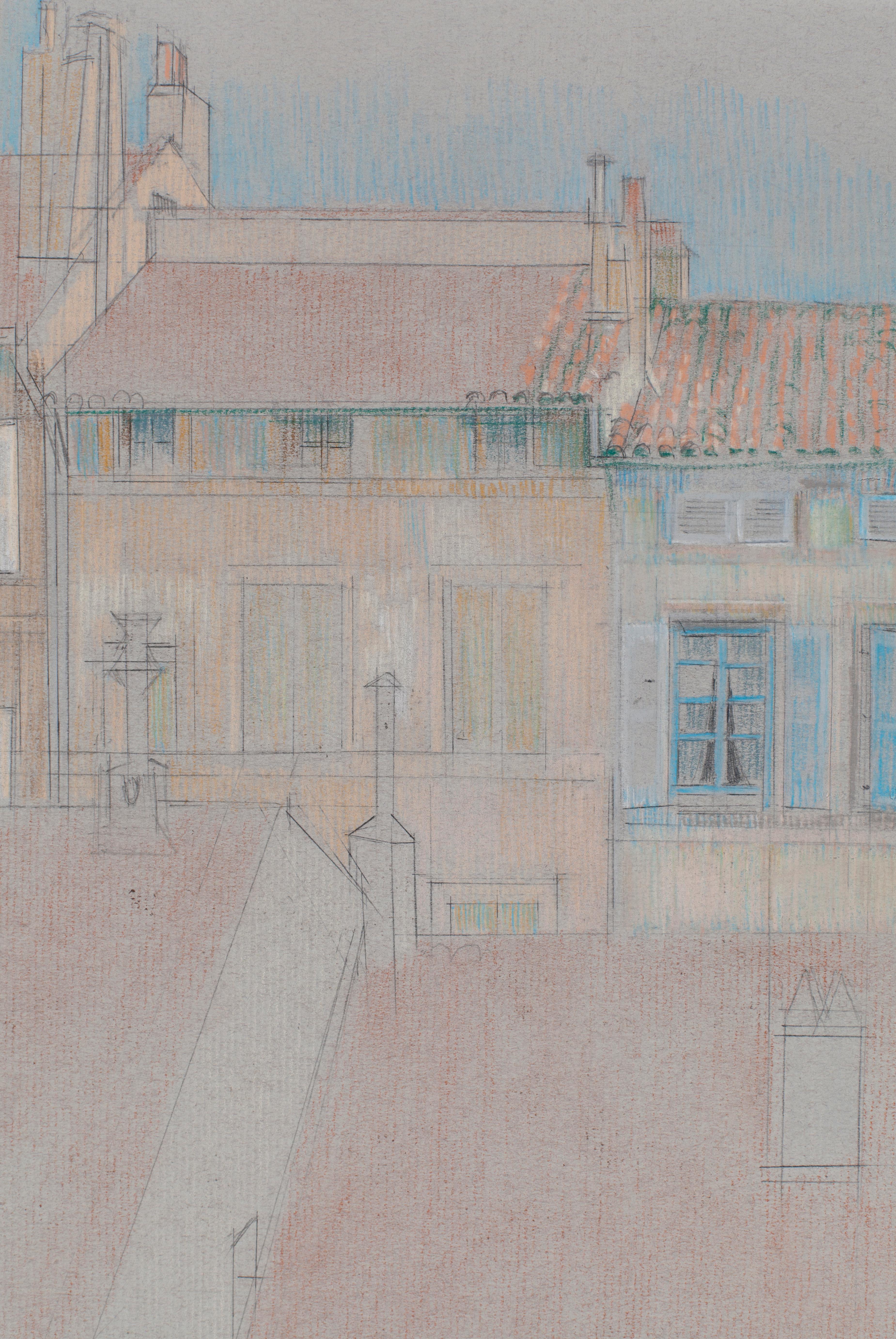 Aix-en-Provence, Rue Cardinale - Gray Landscape Art by William A. Berry