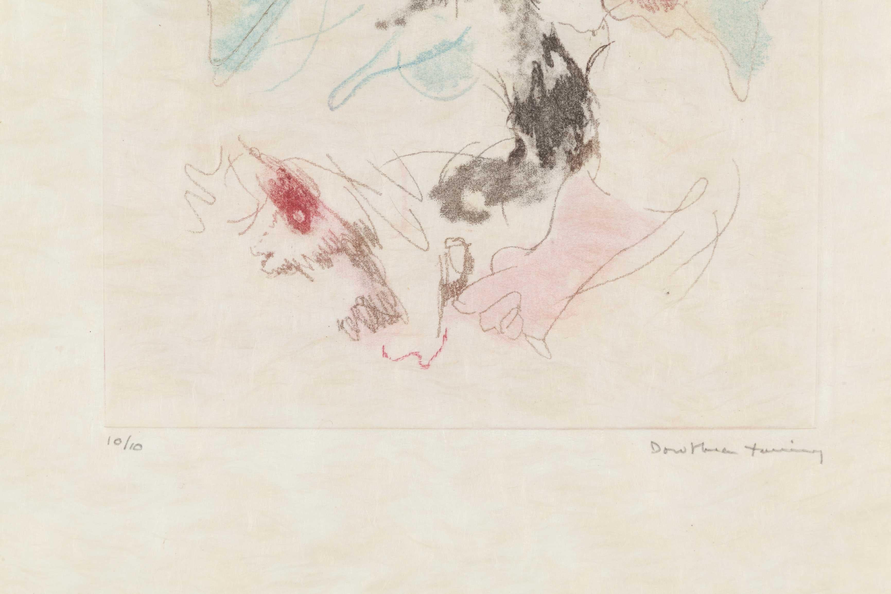 Personne Suite No. 8 - Beige Abstract Drawing by Dorothea Tanning