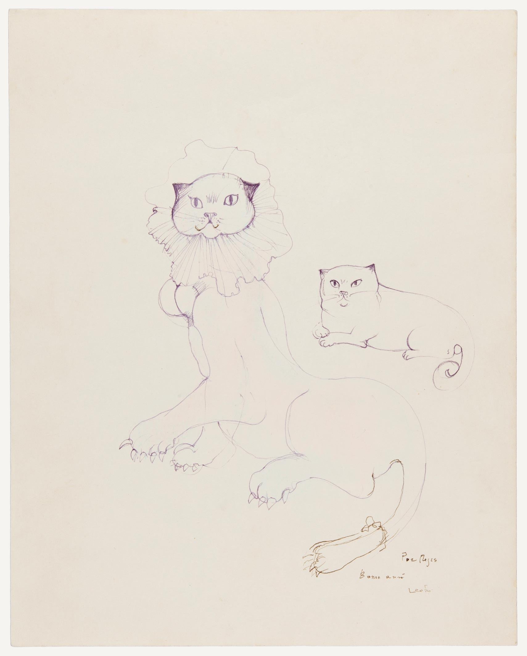 Etudes de Sphinx (Sphinx et chat) - Art de Leonor Fini