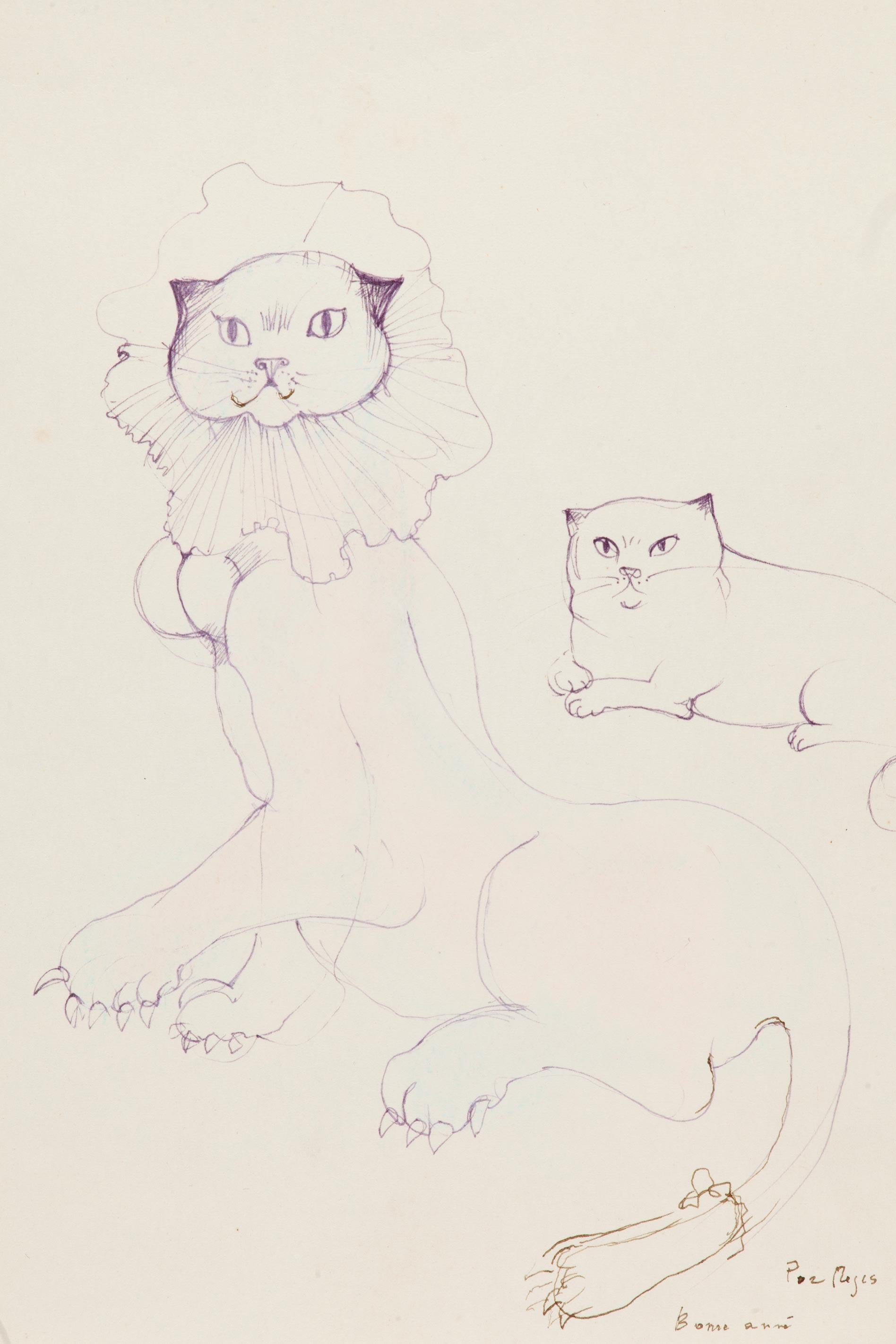 Etudes de Sphinx (Sphinx et chat) - Surréalisme Art par Leonor Fini