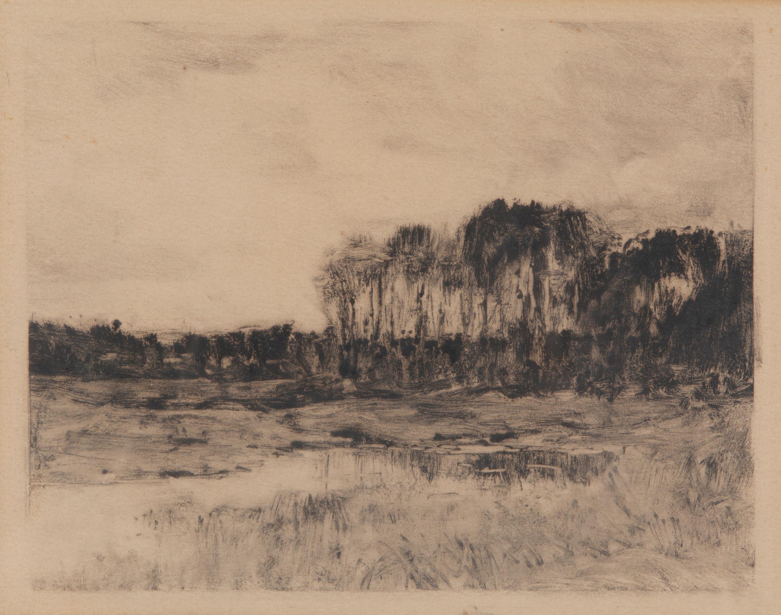 Charles Eaton
(American, 1857–1937) 
Signed in pencil lower recto
Charles Eaton was a painter and printmaker associated with Tonalism and the broader American landscape tradition at the turn of the twentieth century. Known for his atmospheric views