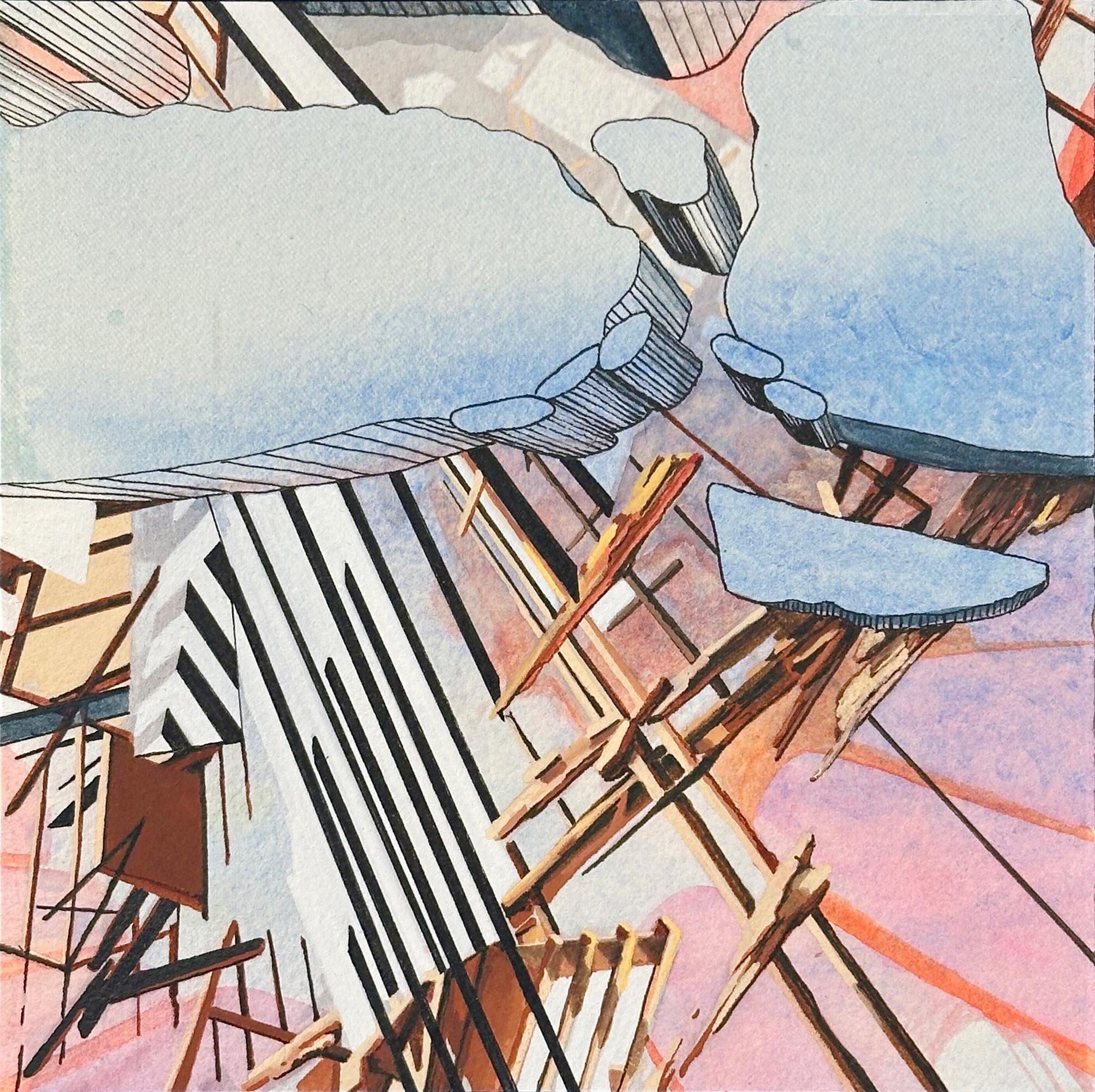 Nick Peña Abstract Drawing - Fractured and Splintering