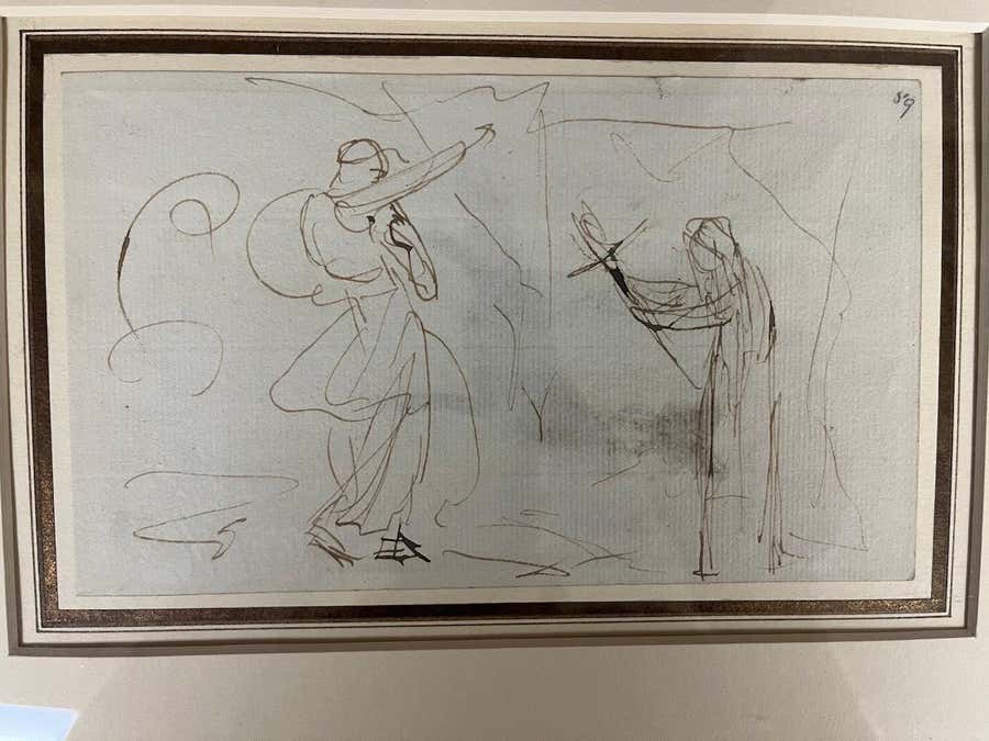 Expulsion of Adam and Eve, Circa 1770, Signed Pen and Ink Drawing