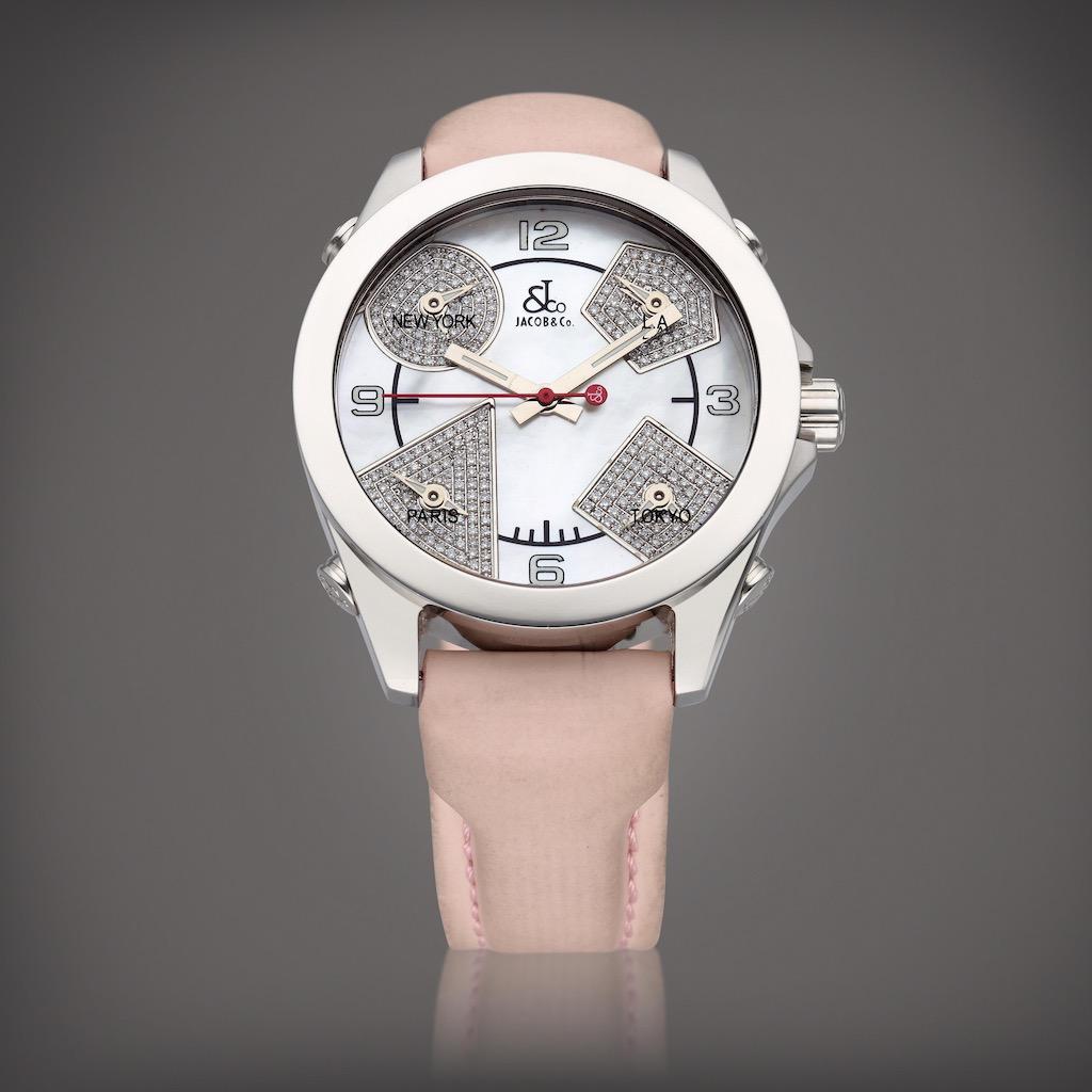 Diamond Dial Five Time Zone World Time Quartz Unisex Watch - Contemporary Art by Jacob & Co.