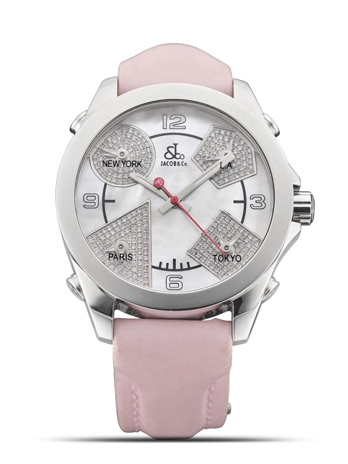 Diamond Dial Five Time Zone World Time Quartz Unisex Watch - Art by Jacob & Co.