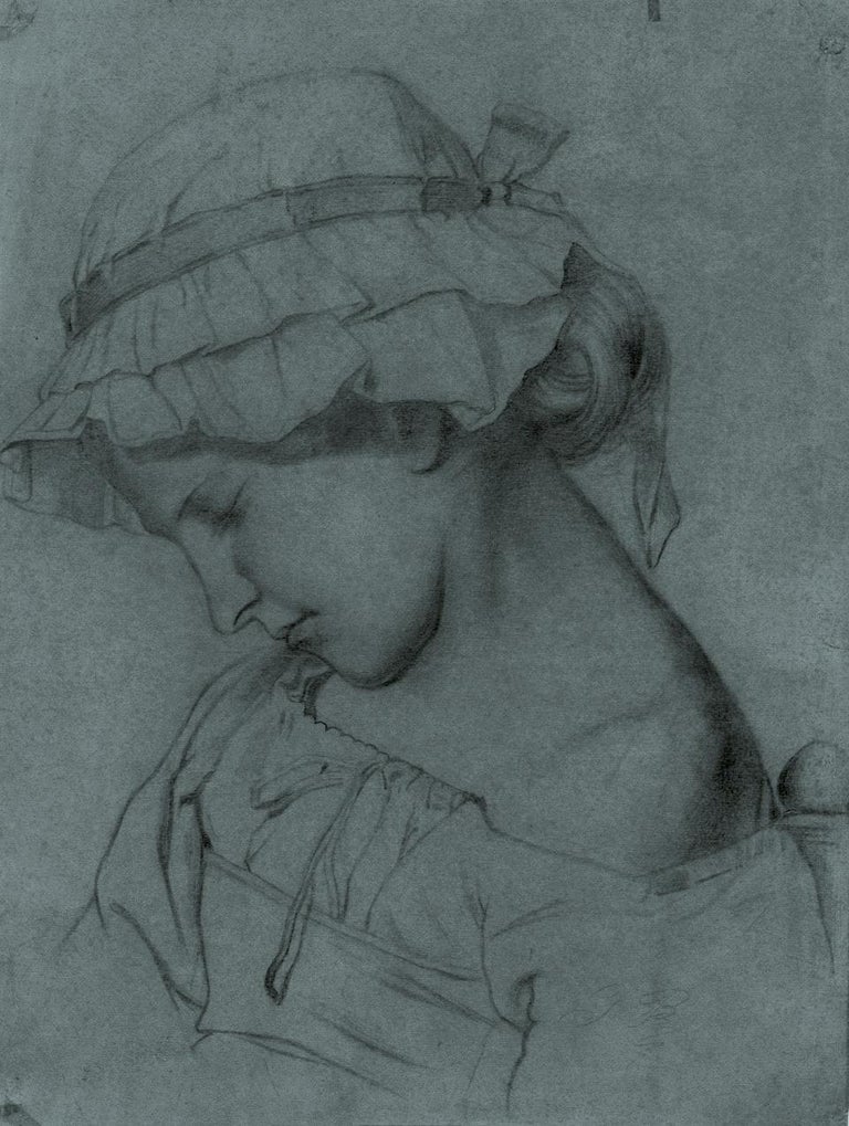 Jean-Baptiste Greuze Portrait - Study of a Sleeping Girl in a Cap
