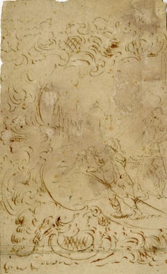Design for a theatre fresco with fancy plasterwork - early 18th century French S