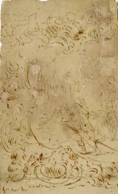 Diseño para un fresco de teatro con yeserías de fantasía - principios del siglo XVIII francés S