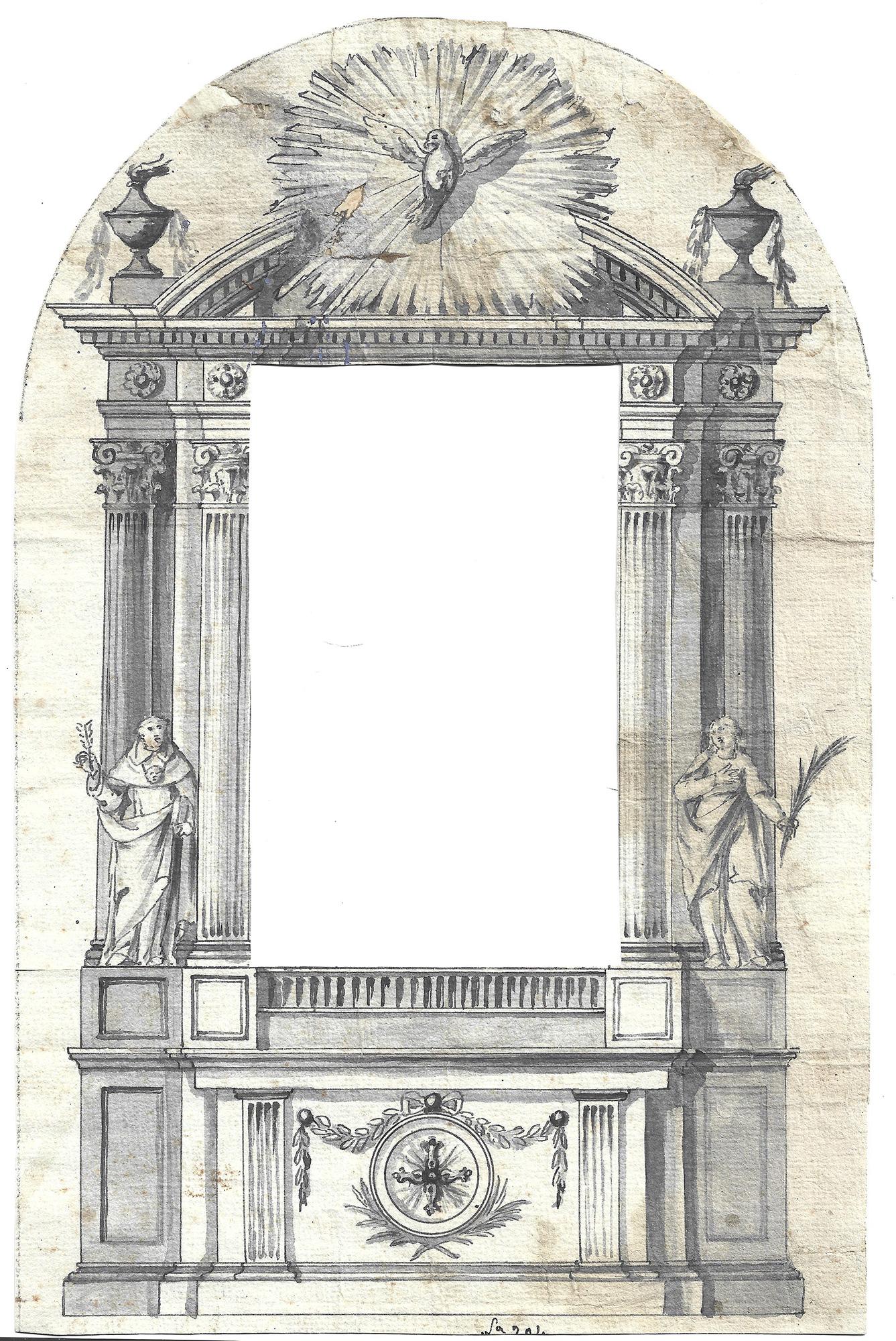 Design for a large wooden confessional from the Santoni Workshop