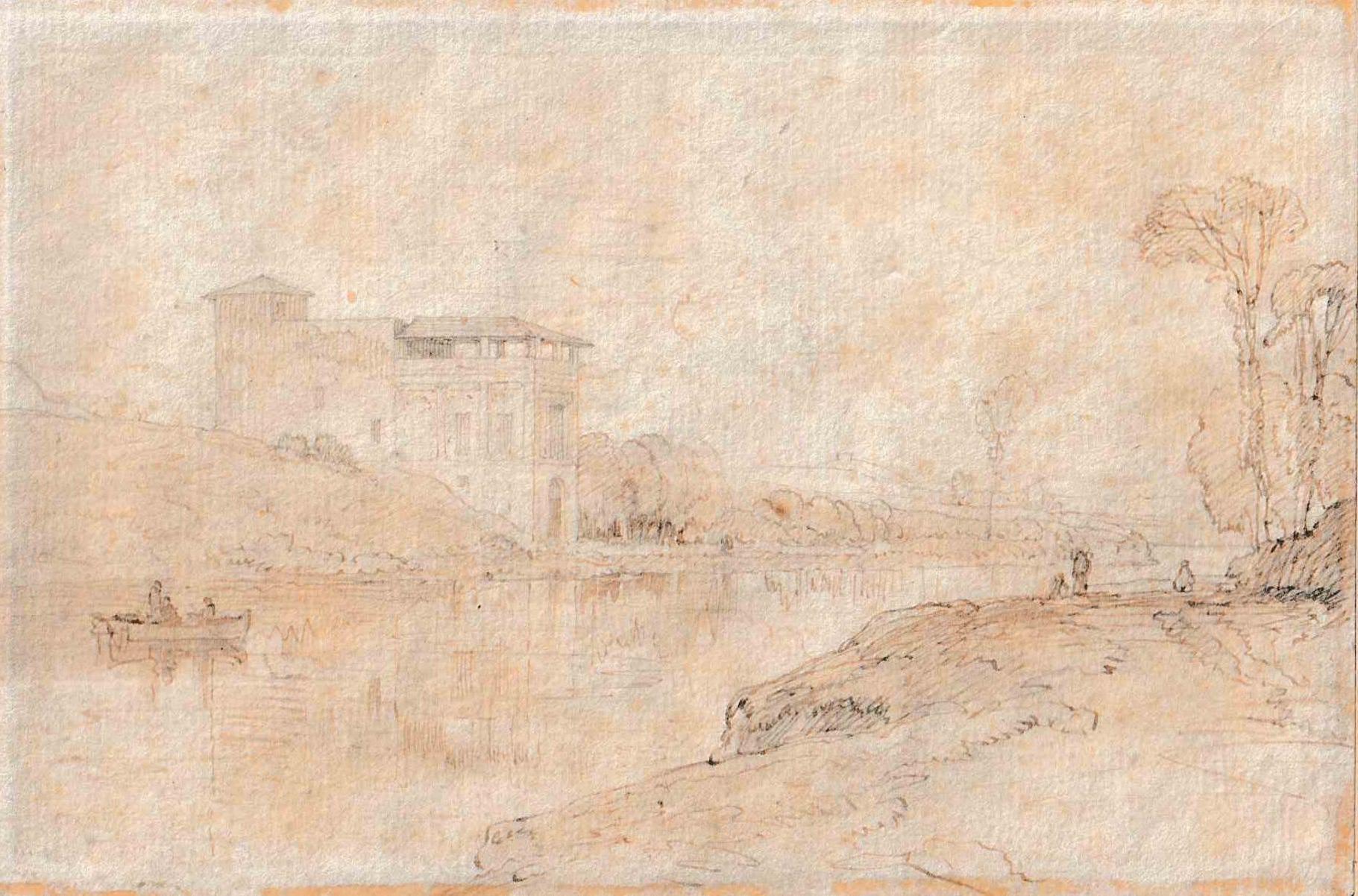 Tiber, in der Nähe von Rom/Italienischer Schule, 18. Jahrhundert