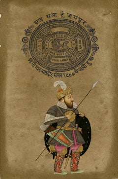 Shah Jahan in a shirt of mail and plate of armor.  Rajasthani School, 19th cent.