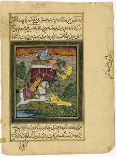 Mughal School, 18th cent. – Emperor Jahangir & hunters being overcome by tigers