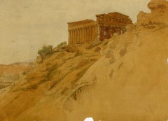 El Templo de la Concordia, Agrigento - Dibujo de la English School, Siglo XIX