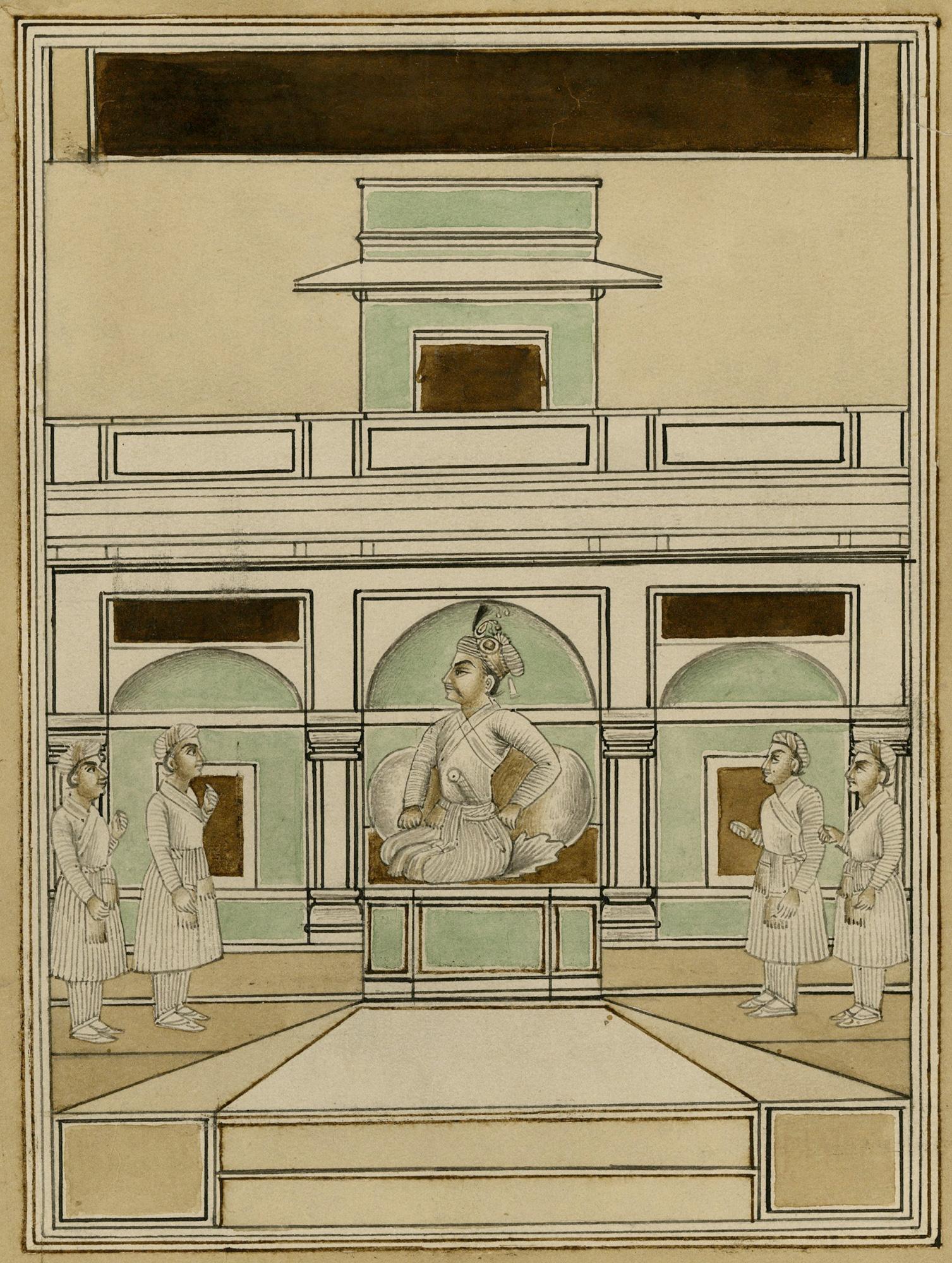 Geometric Palace Interior - Mughal School, 20th Century