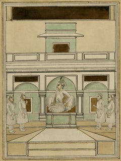 Intérieur de palais géométrique - École moghole, 20e siècle
