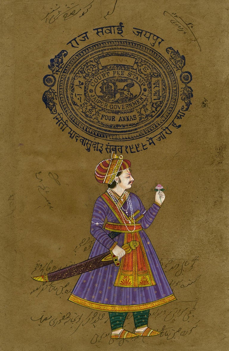 Old Marwari Prince Framed Painting - 19thC Old Marwari Prince Framed Painting - 19thC