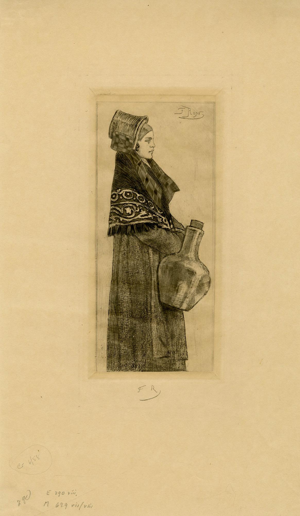 Laitière flamande (Flemish Milk Maid) - Print by Félicien Rops