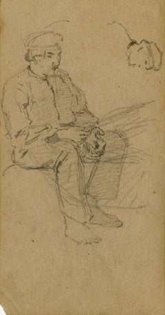 Studies of sailors rowing a boat, and a man seated - European School, 19th C