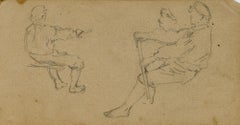 Studies of sailors rowing a boat, and a man seated - European School, 19th C