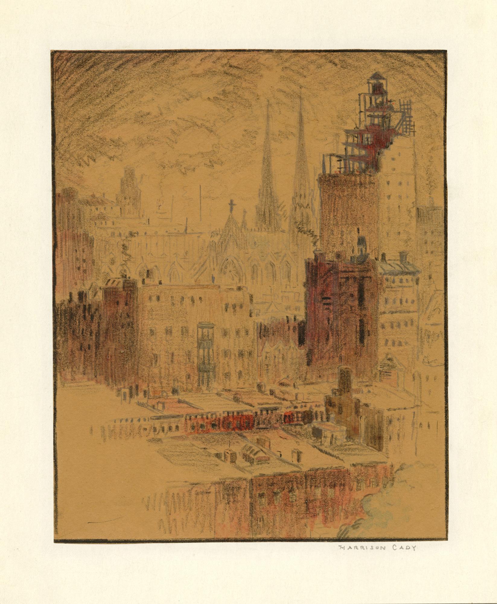 Saint Patrick's Cathedral from Midtown Manhattan - Art by Harrison Cady