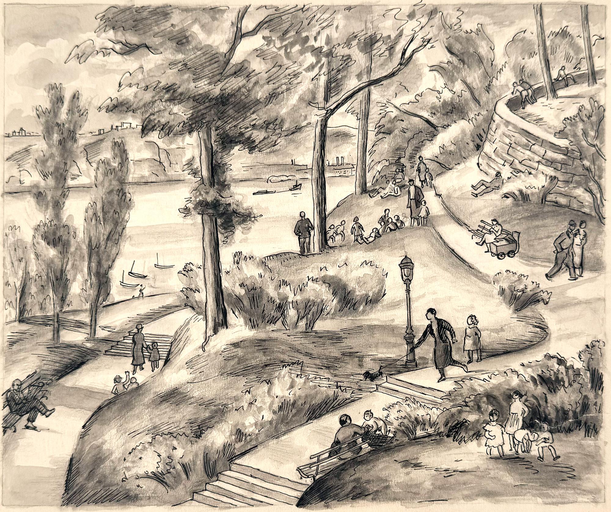 Mildred Emerson Williams  Figurative Art - Fort Tryon Park