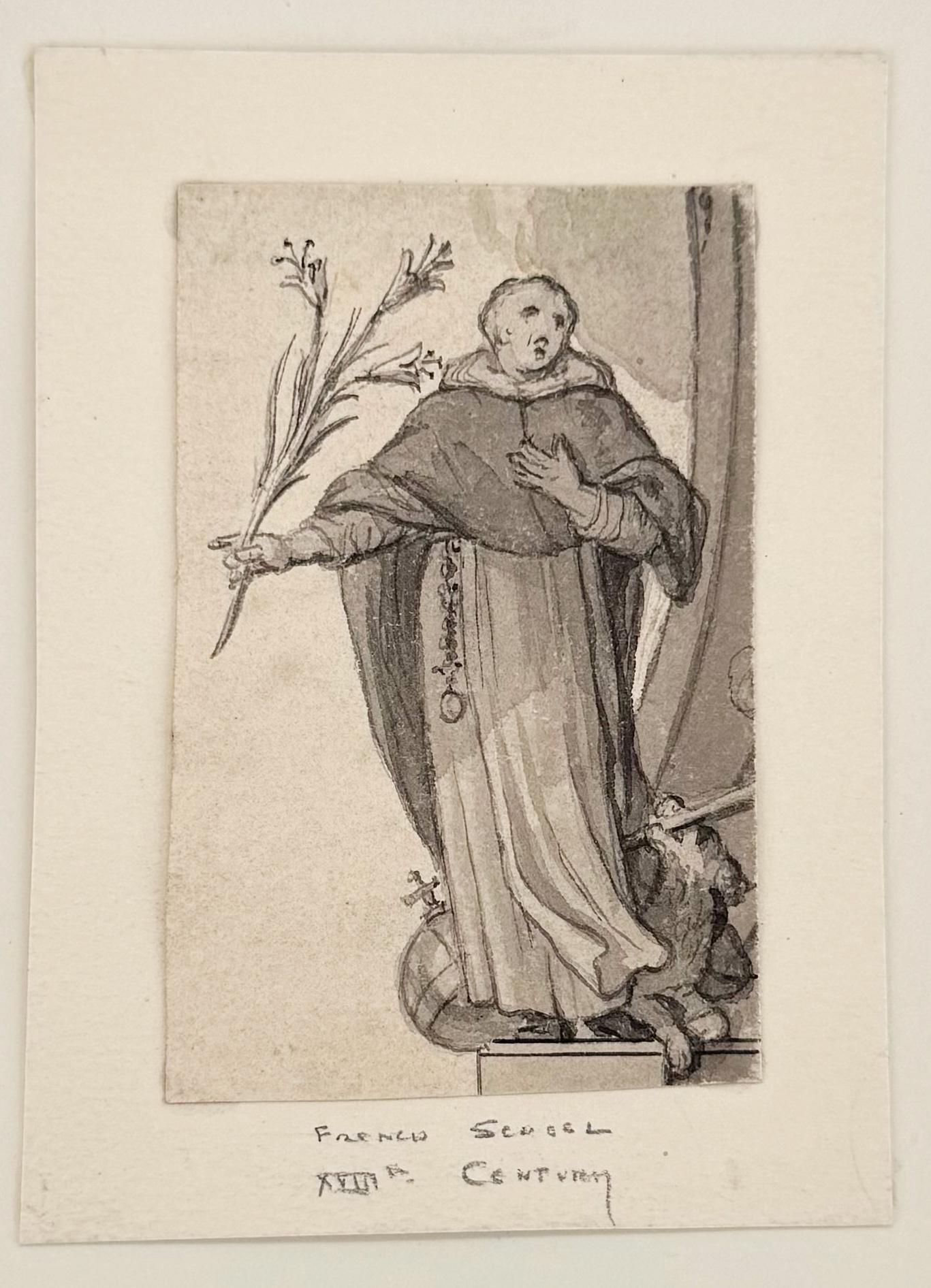 Unknown Figurative Art - Saint Anthony of Padua with a sprig of lilies, French School, 18th Century