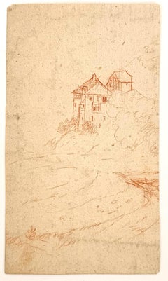 Stone structures on a hillside – French School, 18th Century