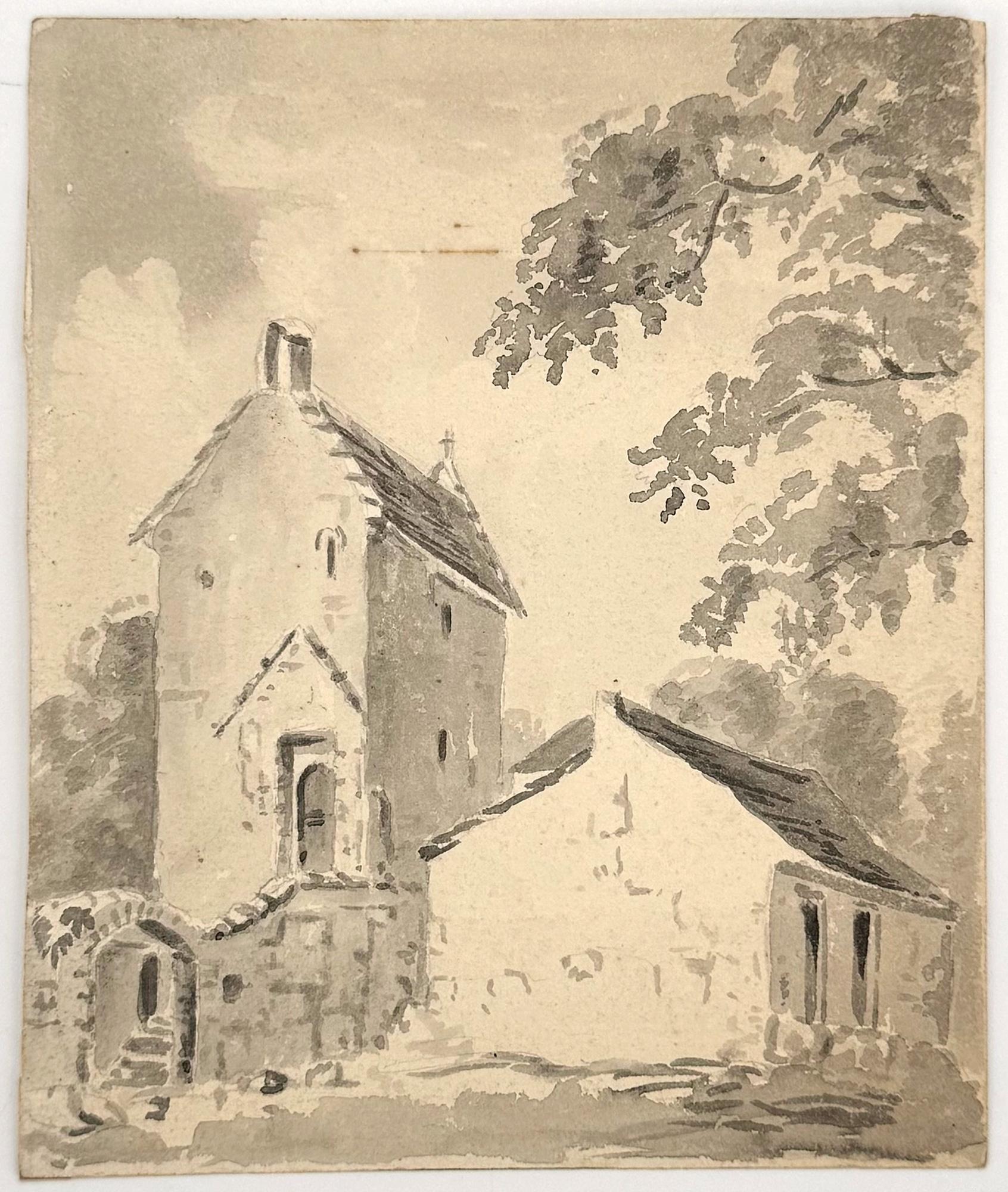 A fortified tower and peel tower among some agric – English School, 19th Century