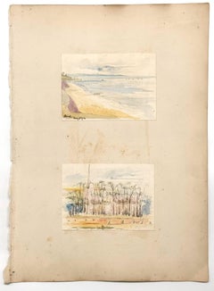 Zwei Aquarelle; Blick auf Daul und die englische Kirche