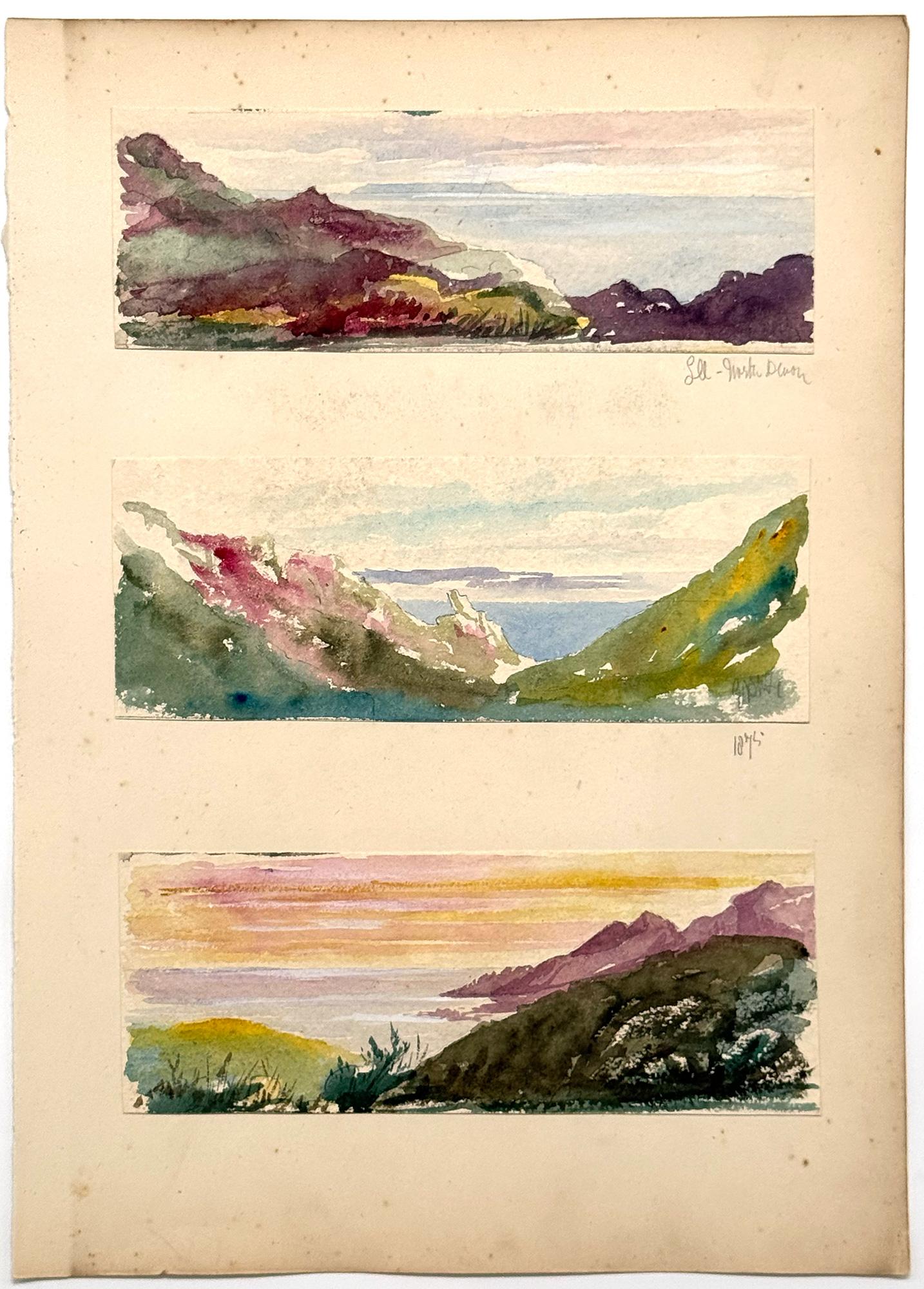 Tre acquerelli, vedute di Lee, nel North Devon