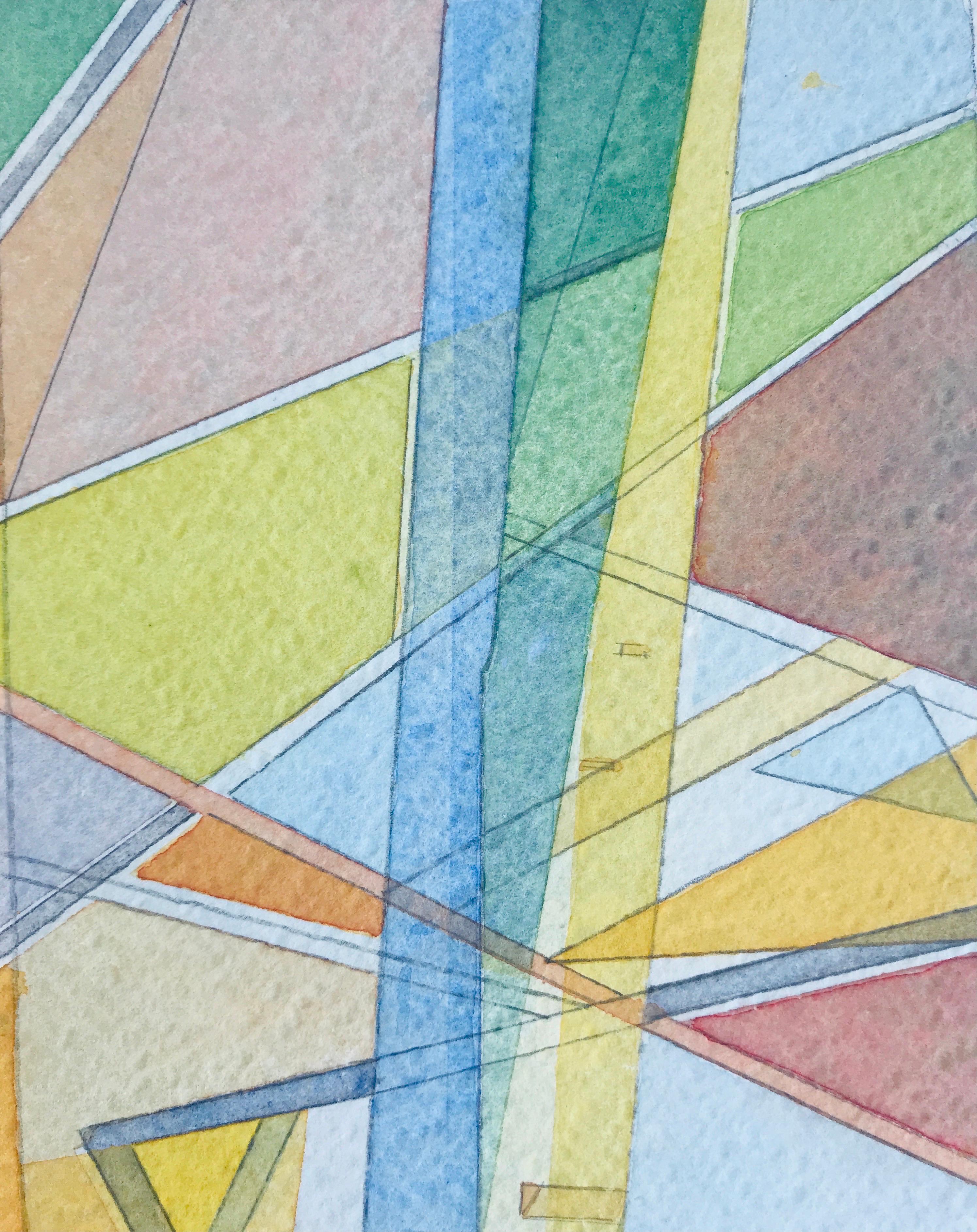 Impression of Autumn von Annemarie Ambrosoli, 50x30cm, abstrakte geometrische Malerei im Angebot 6