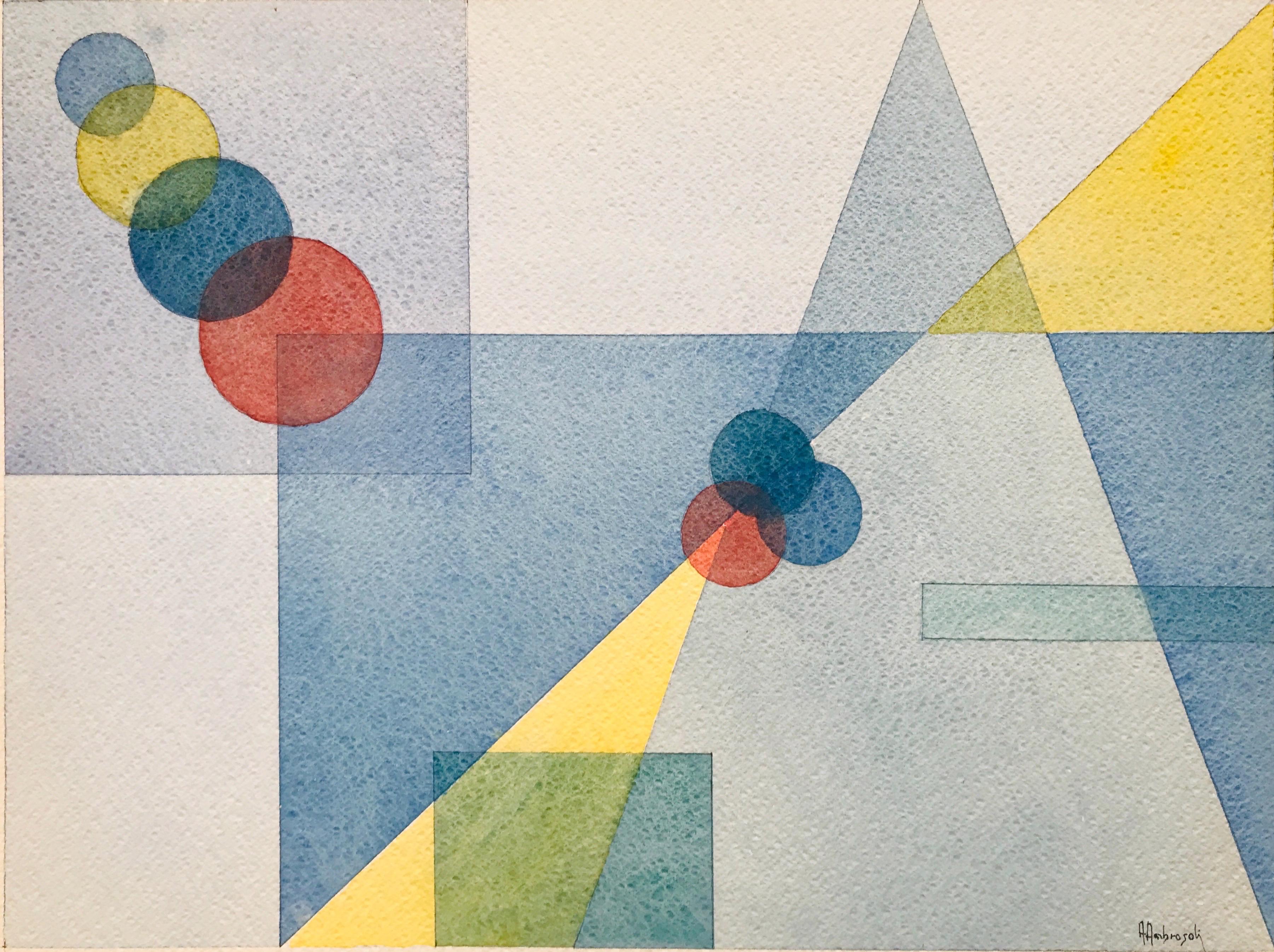 Licht und Schatten von Annemarie Ambrosoli, 34x46cm, abstrakte geometrische Malerei