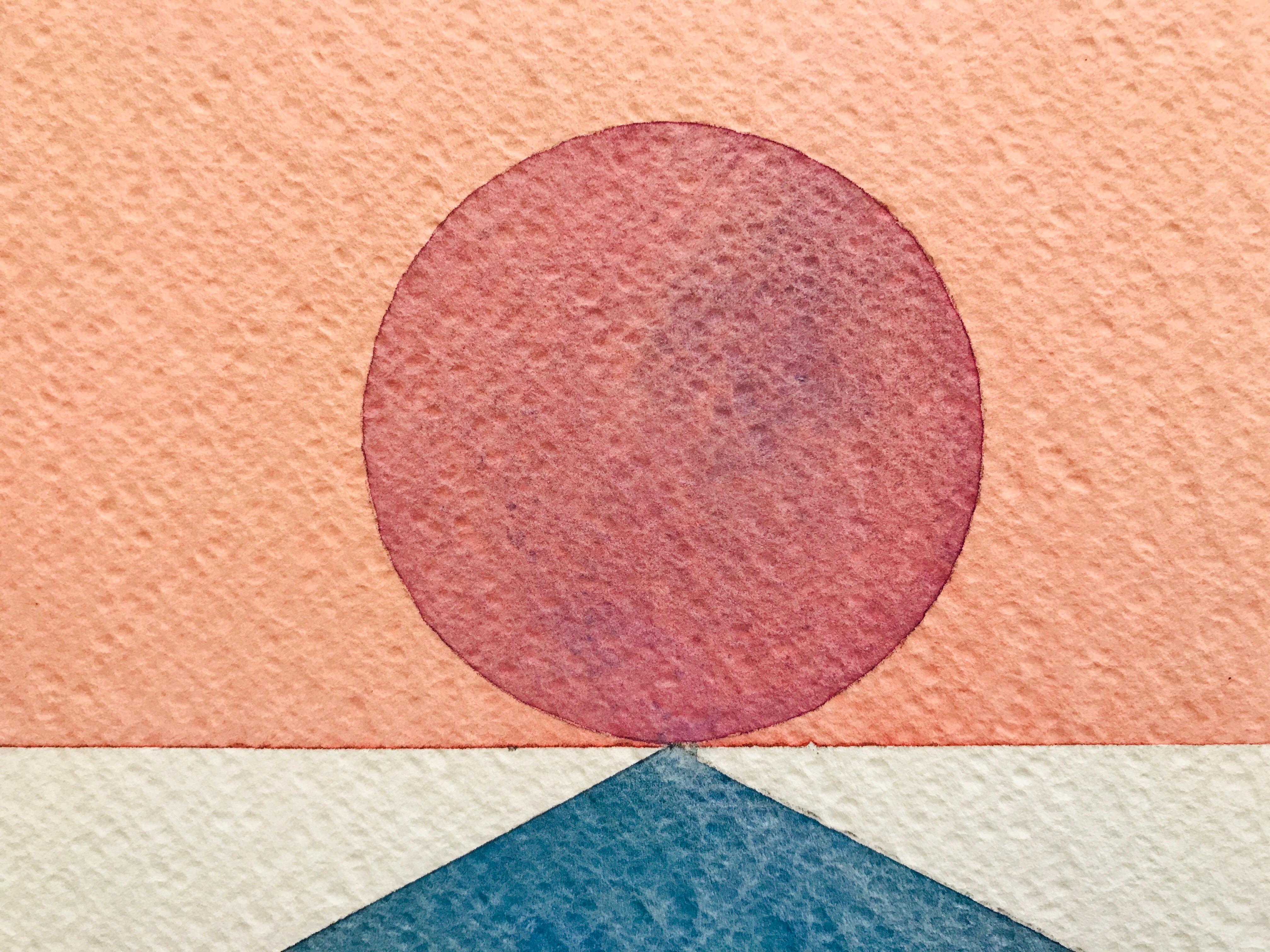 Kreise in einem rechteckigen Kreis von Annemarie Ambrosoli, 34x46cm, abstrakte geometrische Kreise im Angebot 5