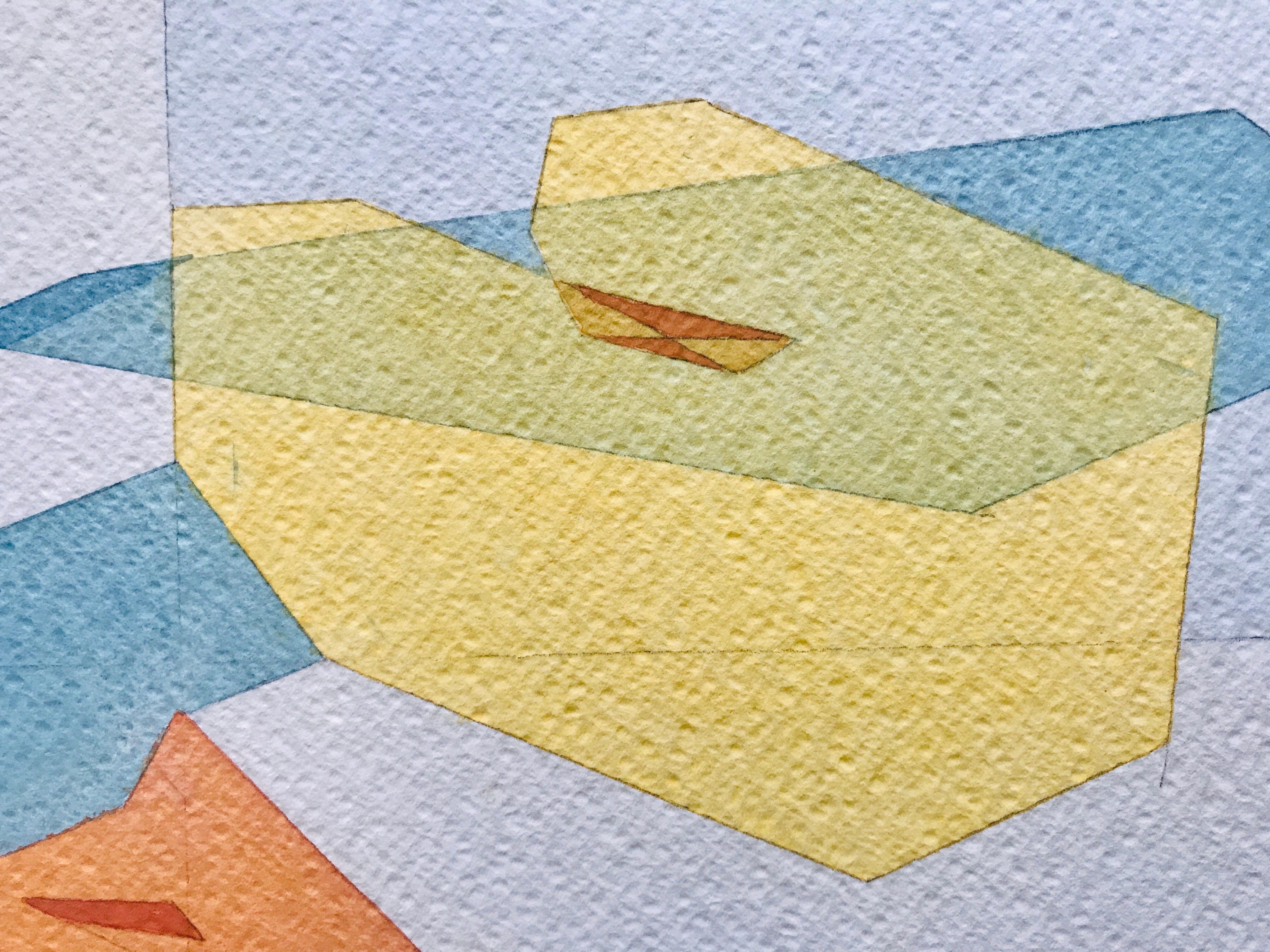 Orange und Gelb von Annemarie Ambrosoli, Aquarell, abstrakt geometrisch im Angebot 5