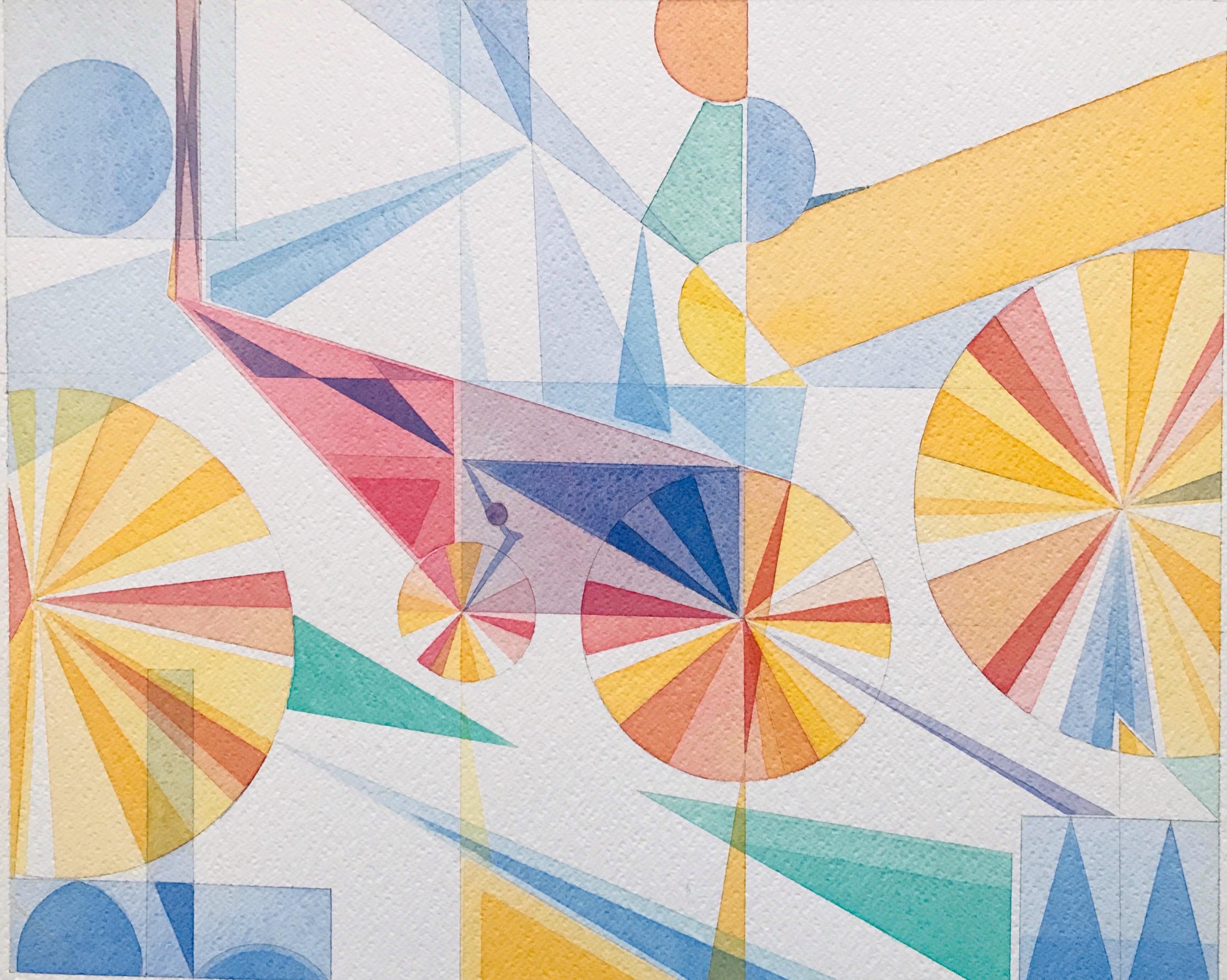 Abstract Geometric Landscape Drawings and Watercolors