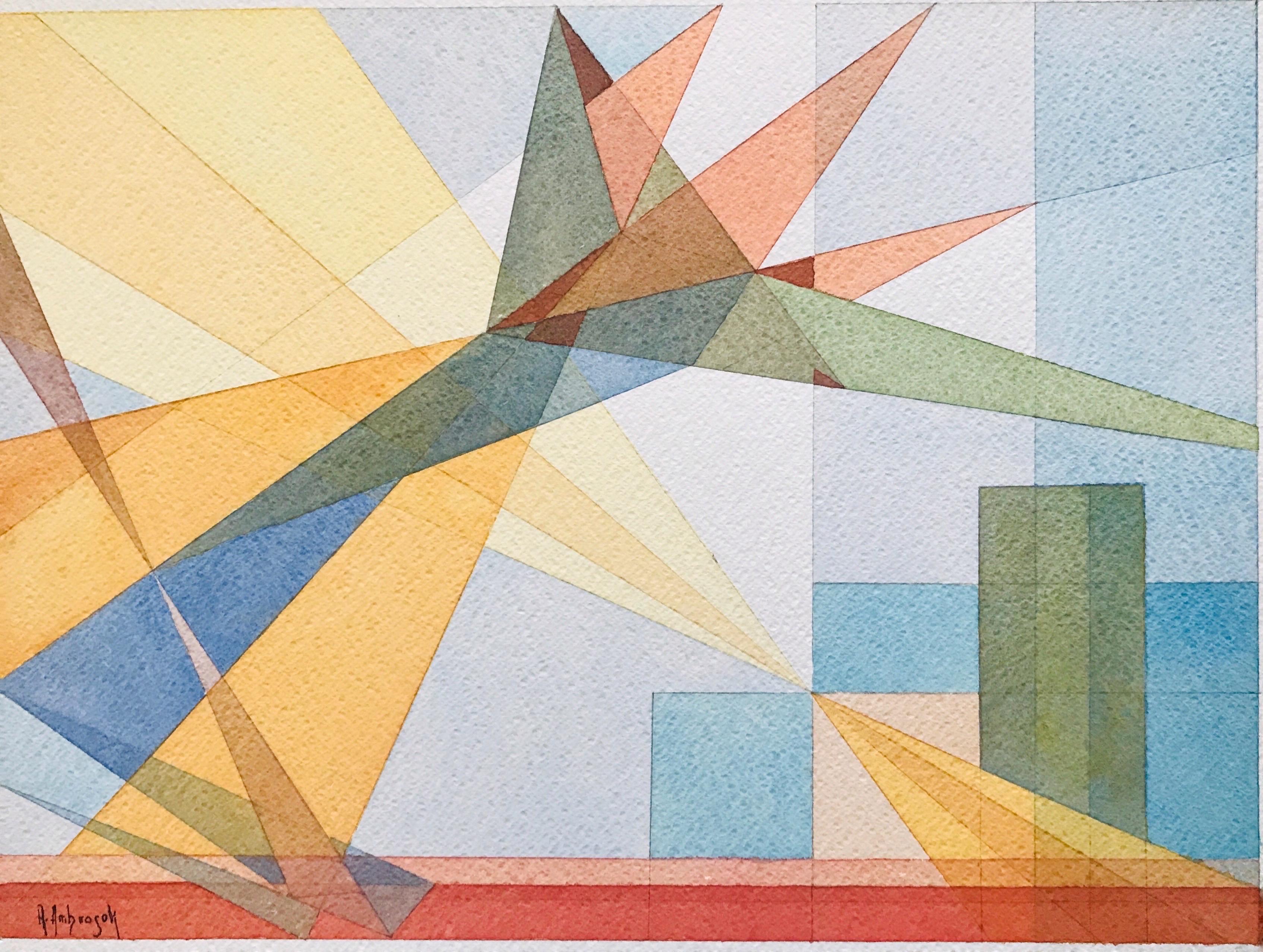 Strelizia mit Sonnenreflektoren von Annemarie Ambrosoli, abstrakte geometrische Strelizia