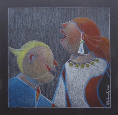 Singing by Annemarie Ambrosoli, color pencil, 21x22cm, Abstract