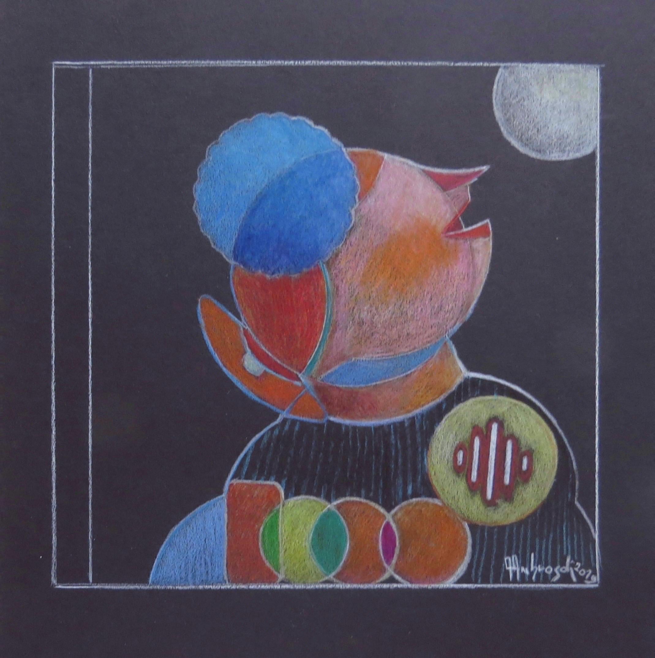Moonlight (2019) 21x22 cm, by Italian artist Annemarie Ambrosoli, is a colored  pencil drawing  framed with a black passepartout, that measures 29x27 cm
©Annemarie Ambrosoli
This work is a one-of-a-kind piece
It is unframed 
Hand-signed by the