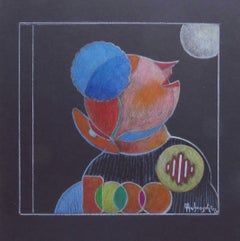 Moonlight von Annemarie Ambrosoli, Bleistift, 21x22cm, Abstrakt