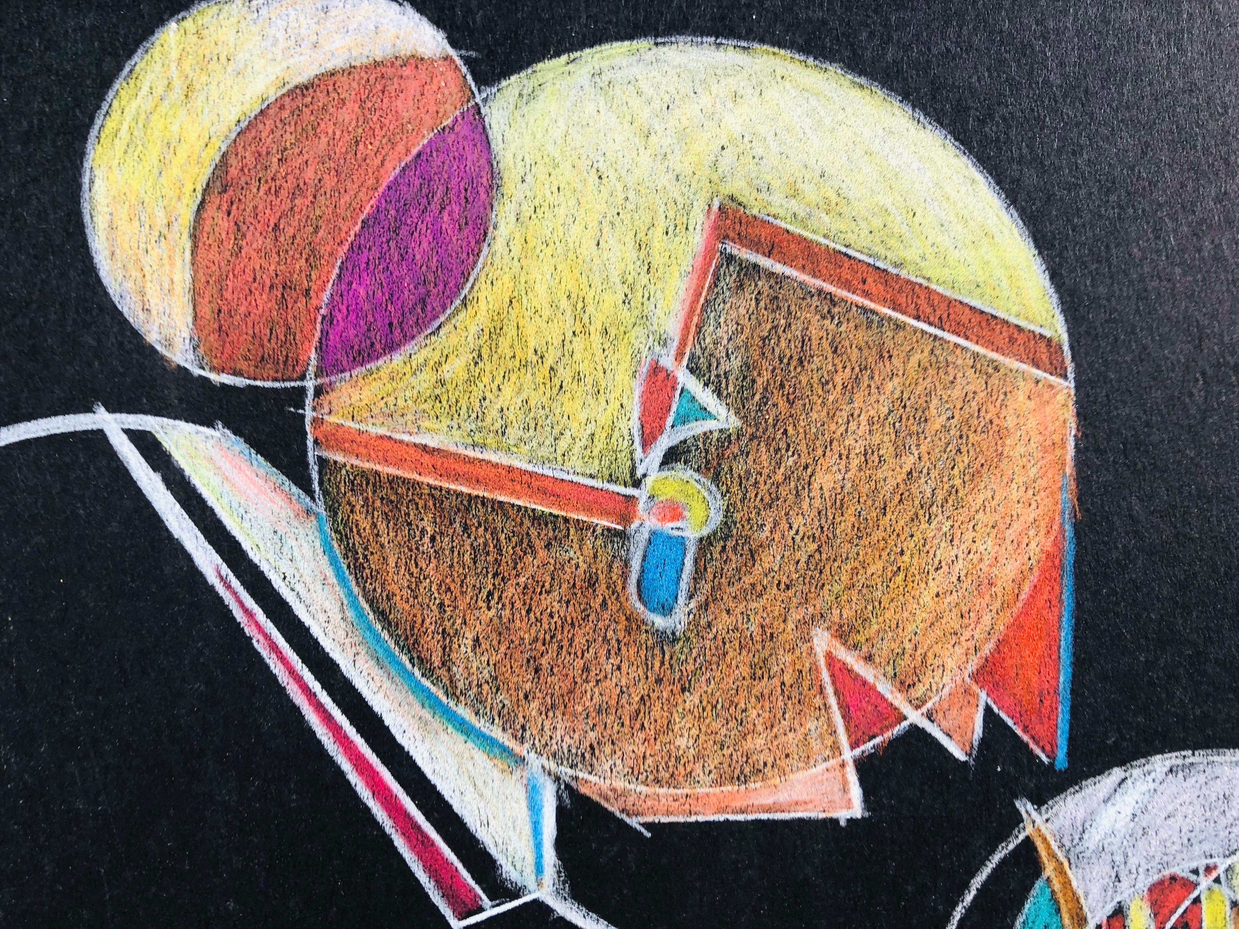 Crystal Ball by Annemarie Ambrosoli, color pencil, 21x21 cm, Abstract For Sale 1