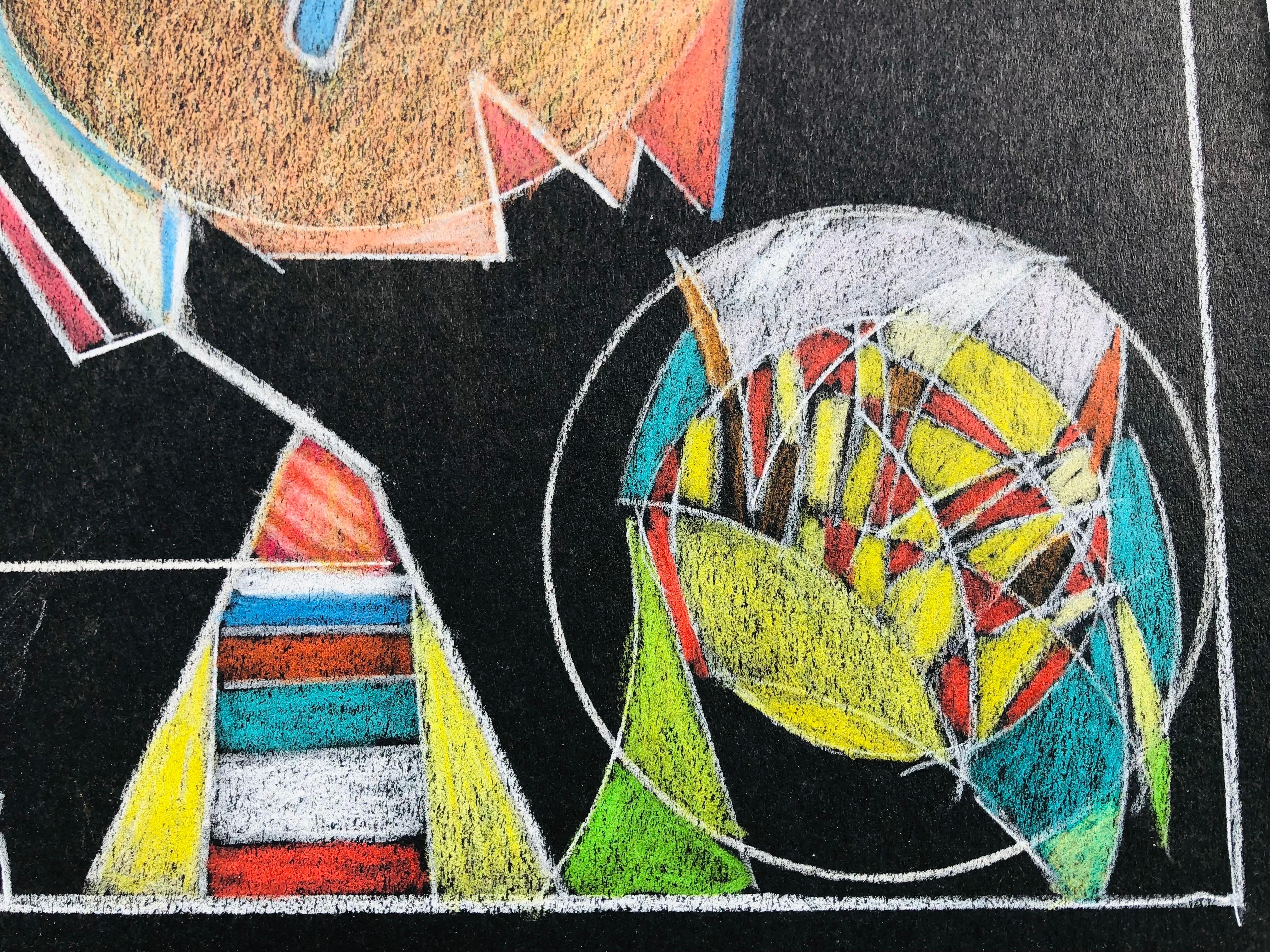 Crystal Ball by Annemarie Ambrosoli, color pencil, 21x21 cm, Abstract For Sale 2