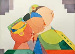 Friends Forever by Annemarie Ambrosoli  Watercolor on Paper Pop Art