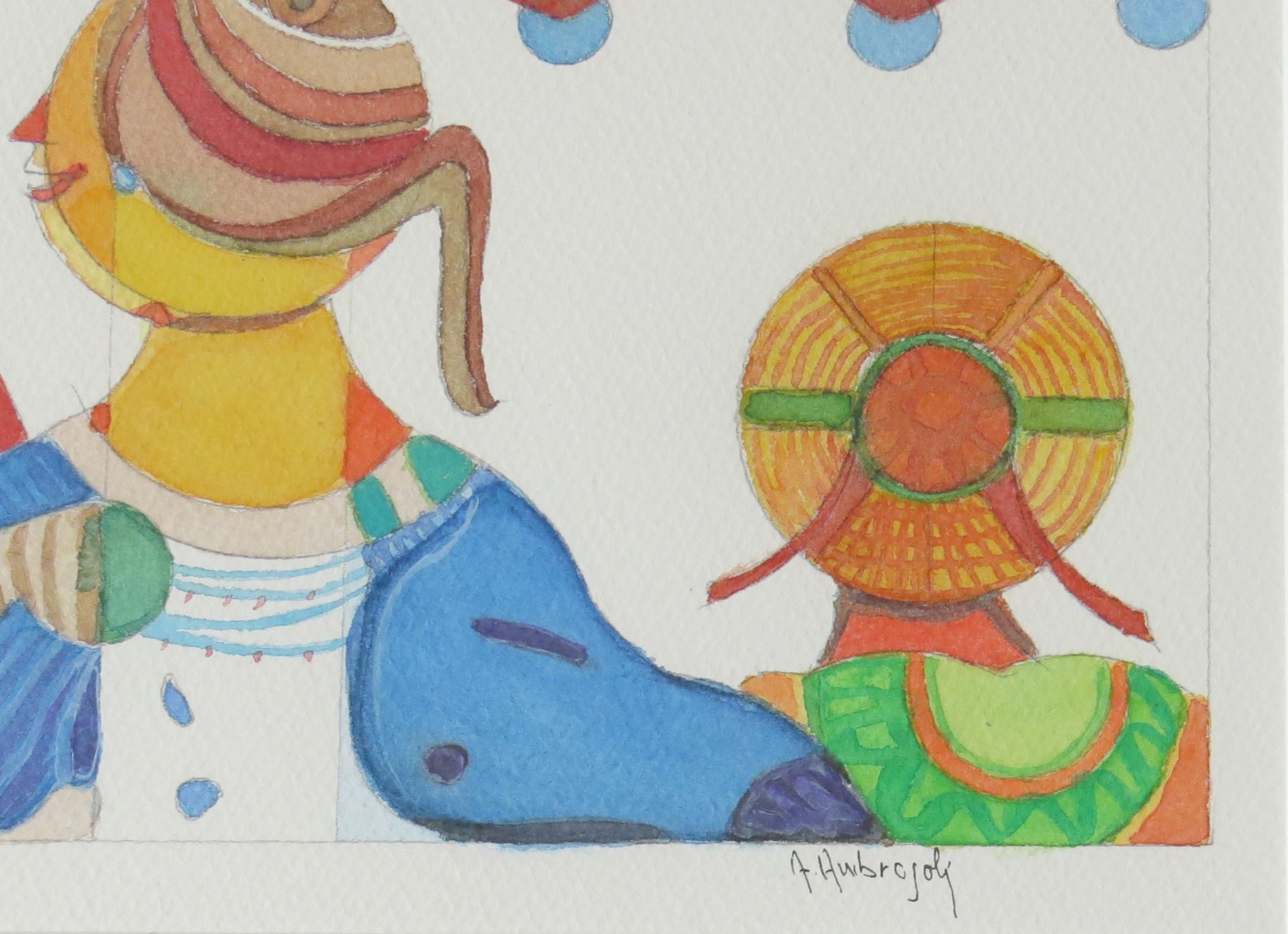 Fleeting Moment by Annemarie Ambrosoli Watercolor on Paper Pop Art For Sale 3