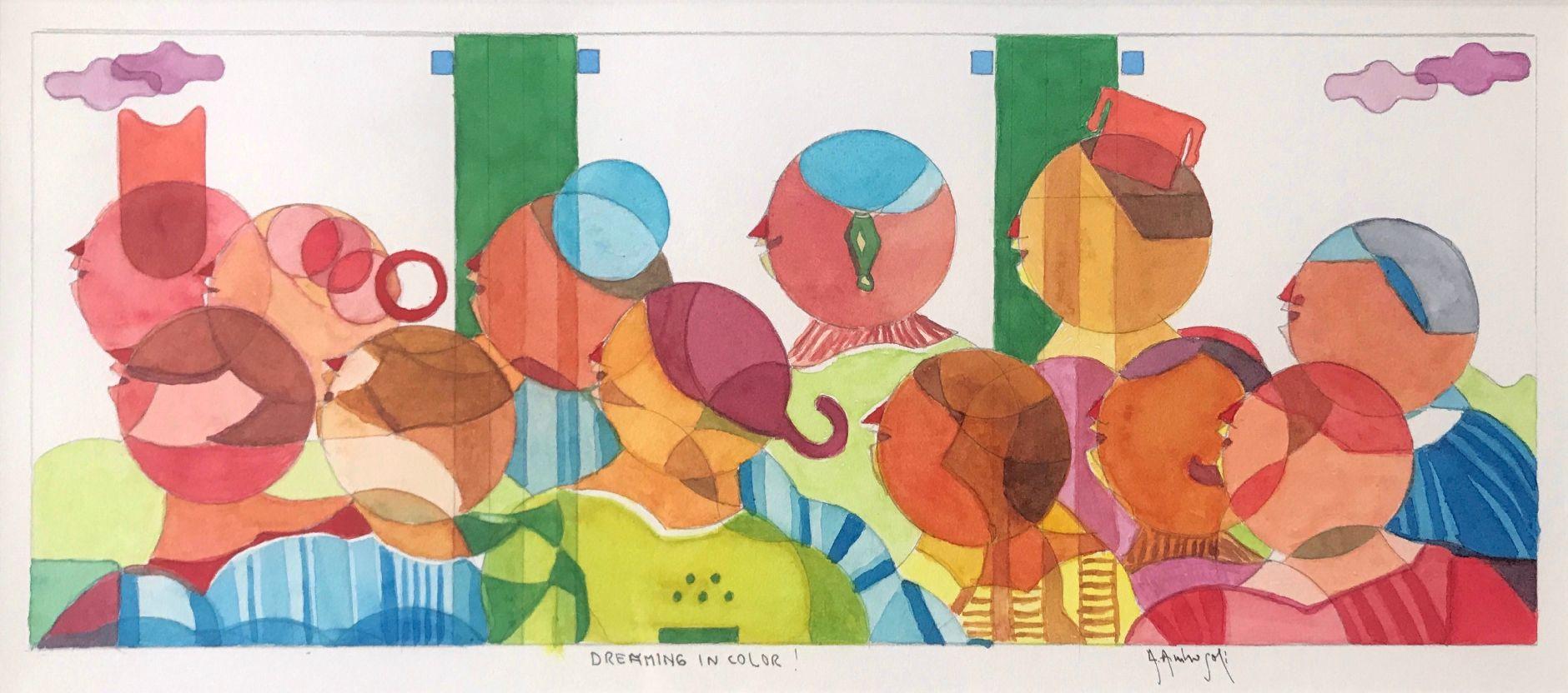 Träumen in Farbe von Annemarie Ambrosoli, Aquarell  Pop-Art auf Papier